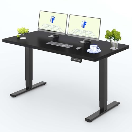 FLEXISPOT Höhenverstellbarer Schreibtisch mit 25 mm einteiliger Tischplatte, Elektrischer Schreibtisch mit Dual-Motor, 3-Fach Teleskop, 160 kg Tragkraft (180x80cm, schwarz+schwarz)