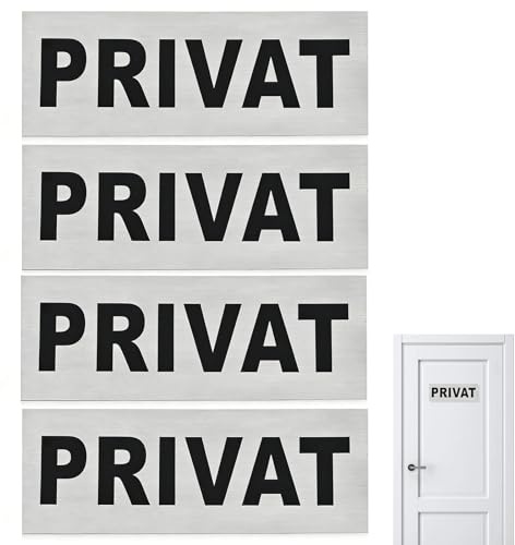 4 Stück Hinweisschild PRIVAT – 16 x 6 cm Aluminium Schild für Innen- und Außenbereich – Klebeschild Privat, Hochwertige Türschild für Büro, Geschäft und Restaurant