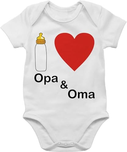 Shirtracer Baby Body Junge Mädchen - Aktuelle Trends - I love Opa und Oma Nuckelflasche - 1/3 Monate - Weiß - strampler enkelkind geschenke für babys großeltern bodys ich liebe & babybody