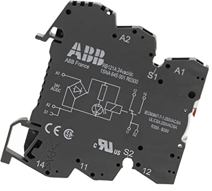 ABB R600 Interface Relais / 250V ac 24V ac/dc, 1-poliger Wechsler DIN-Schienen 5 V → 250V ac