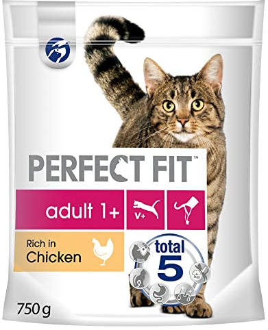 Perfect Fit Adult 1+ - Complete Dry Food for Adult Cats from 1 Year Old, Rich in Chicken, 3 Packs of 750 g
