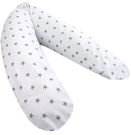 Rawstyle XXL Bezug für Stillkissen (Weiß + Sterne Grau) **26 MOTIVE** Baby Lagerunskissen Lang Seitenschläferkissen 170 cm