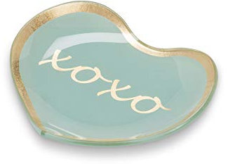 Abbott Collection 27-PRETTY-038-TURQ XOXO Schale in Herzform, 10,2 cm, Glas, türkis