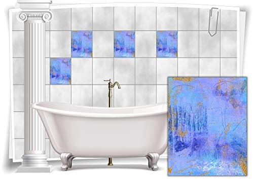 Medianlux Fliesenaufkleber Fliesen Aufkleber Vintage Nostalgie Retro Shabby Chic Blau Küche Bad WC Deko, 12 Stück, 15x20cm m14m87h-75740