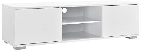 [en.casa] Fernsehtisch - Weiß 34,5x120x40 cm - TV Lowboard Board Fernseher Schrank Unterschrank