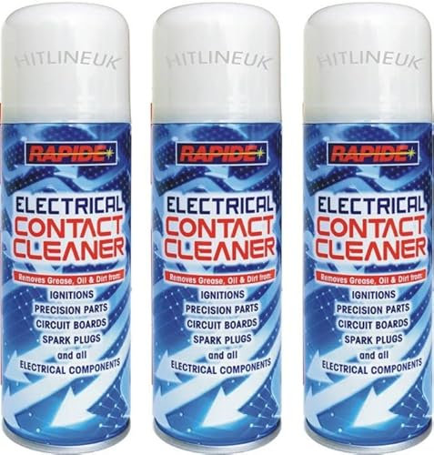 HitlineUK 3 X ELECTRICAL CONTACT CLEANER CLEANING SPRAY AMP GUITAR Hi-Fi SWITCH CIRCUIT DUAL LUBE (200ML)
