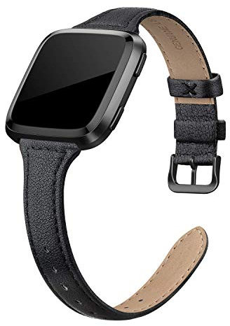 EDIMENS Echtlederarmband kompatibel mit Fitbit Versa 2/Fitbit Versa Lite & SE/Fitbit Versa, schlankes Ersatzarmband aus Leder für Versa Frauen Männer