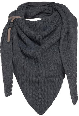 KNIT FACTORY - Demy Dreiecksschal - Damen Strickschal mit Wolle - Winterschal - Herbst & Winter Essentials - Winter Dreieckstuch - Tuch Schal für Winter - Hochwertige Qualität - 190x85 - Anthrazit