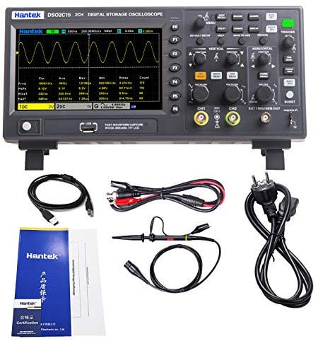 Hantek DSO2C15 Digitale Oscilloscopio 2CH 1GSa / S Conservazione Oscilloscopio 150MHZ Larghezza di banda Palmare