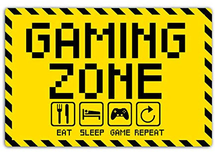 Panneau Gamin Zone « eat sleep game repeat » pour les joueurs