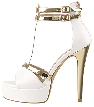 Only maker Peep Toed Sandals Stilettos Plattform High Heels Party Summer Shoes Pole Dance shoes Wihte EU 44