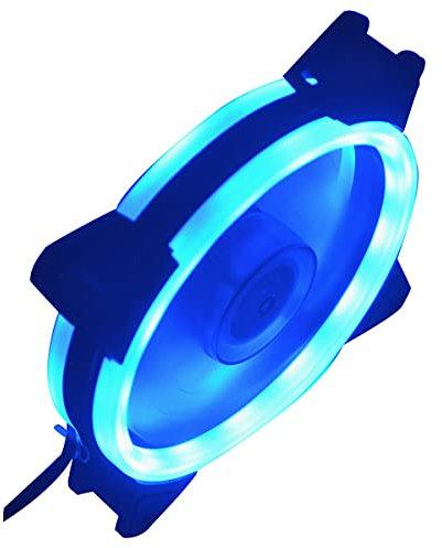 Ventilateur de boîtier 12 cm, double anneau LED bleu, ventilateur de radiateur 11 pales, ventilateur de refroidissement pour ordinateur PC