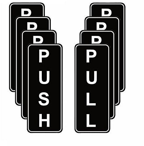 Haobase 4 Pairs Push - Pull Door Sign - Self Adhesive Vinyl Sticker (12.7cm x 5cm)