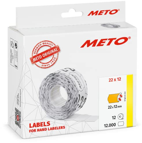 Meto Preisauszeichner Etiketten (22x12mm, permanent, Fluor orange, 12.000 Stück)