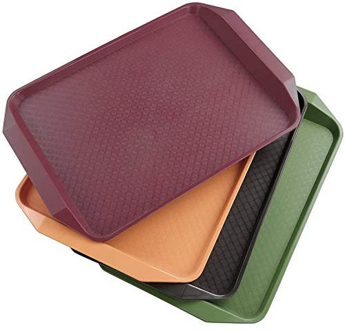 Qskely Plastic Fast Food Trays for Eating, Set of 4