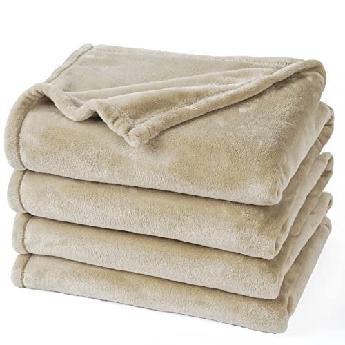 PHF Kuscheldecke Flauschig Fleecedecke 130x150cm - Oeko-Tex Weich Warm Wohndecke, Decke Blanket für Couch Sofa Bett, Tagesdecken & Kuscheldecken, Sofa überwurfdecke, Khaki