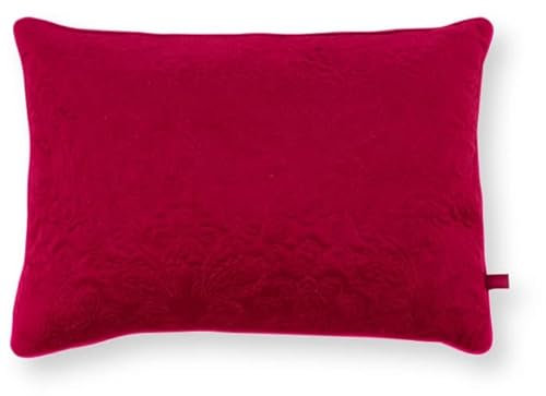 PiP Studio Kissen Quiltey Days, unifarbener Samt, eine Seite Bestickt/eine Seite glatt, Größe 50x35 cm, (Dark pink)