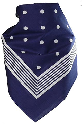 Harrys-Collection Unisex Bandana Bindetuch 100% Baumwolle (1 er 6 er oder 12 er Pack), Farbe:Punkte marine