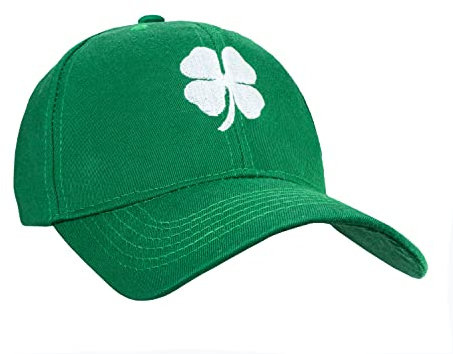 JowTreex St. Patrick's Day Baseballkappe mit 4 Blättern, Kleeblatt, verstellbare Stickerei, Kleeblatt, Unisex, Baseballkappe für Damen und Herren, grün, One size