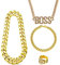 GIGIIS BOSS Halskette Dollar Ring 4 Stück Hip Hop Halsketten und Ring Gold Armbänder Hiphop Rapper Punk Gold Kette Goldring für 70er 80er 90er Jahre Fasching Accessoires Mottoparty