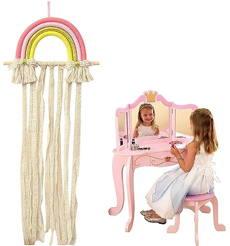 Regenbogen Haarspangenhalter,Haargummi Aufbewahrung,Haarspangen Aufbewahrung Mädchen,Haarnadel Lagerung Stirnband,Haarklammer Mädchen,Aufbewahrung Haarschmuck,Organizer für Haarschmuck,Pink