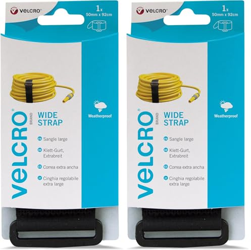 VELCRO Brand VEL-EC60329 Wide Strap, 50 mm x 92 cm - Black (Pack of 2)