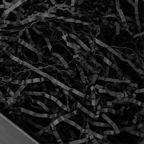 PLINJOY Papier déchiqueté froissé de 113,4 g pour emballage cadeau, remplissage de panier, mariage, anniversaire, Noël et herbe pour décoration de fête (noir)