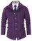 PJ PAUL JONES Cardigan da uomo con chiusura a bottoni, motivo a treccia, con colletto alto a coste, per autunno e inverno, Lilla, 3XL