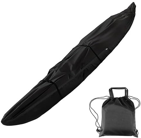 GXUYN Canoe Cover Kayak Cover, Waterproof UV Resistant 420D Polyester Canoe Kayak Boat Storage Cover for Fishing Boat Paddle Board,Black,10ft