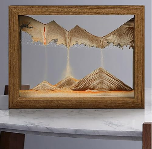 Topyond Peinture de Sable Fluide,3D Image d'art De Sable Mobile,Cadre carré en Verre,Sable Mobile De Paysage,Art De Sable De Sablier,Décoration De Sablier,pour Le Bureau Maison Décoration