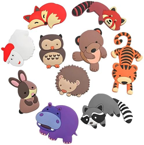 10 Stück Tiere Kühlschrankmagnete Kühlschrankmagneten, Kühlschrankmagnete Kinder, Silikon 3D Magnete Kinder, Cartoon Whiteboard Magnete, Geeignet für Kühlschränke, Whiteboards, Autos