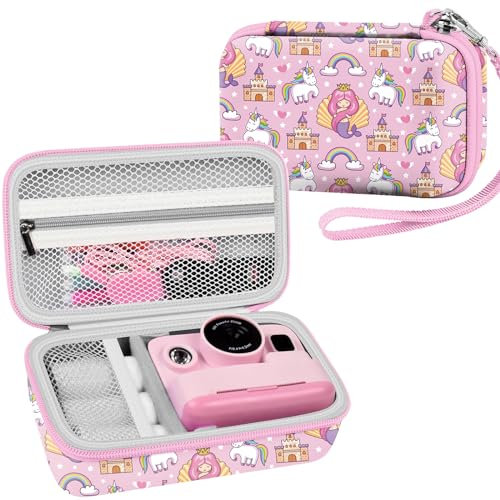 Leayjeen Custodia per Macchina Fotografica Istantanea per Bambini, Compatibile con CAMCLID/TIATUA/Gofunly/uleway e Carta da Stampa, Compleanno per bambini (solo custodia) Unicorno Rosa