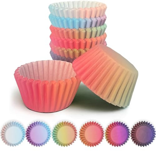 Gcardist Mini-Muffinförmchen Cupcake-Becher 300 Stück Lebensmittelqualität Verlauf-Design Muffinpapier Backförmchen Cupcake-Hüllen (Kleine Größe)