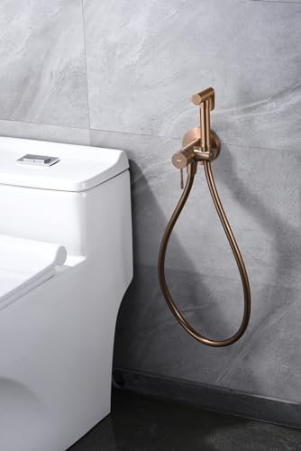 MICE - Robinet mitigeur de bidet encastré - Douche hygiénique encastrée - Robinetterie de bain de bide pour eau chaude/froide série LIne Or rose brossé - RDD038/ORC