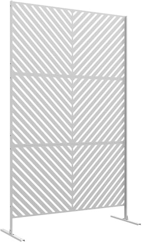 Outsunny Biombo de Exterior Separador de Ambientes 122x45x198 cm Blanco | 3 Piezas, Patrón de Triángulo Invertido, Marco de Acero, Pantalla de Privacidad, para Patio Terraza Jardín