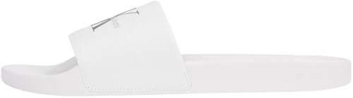Calvin Klein Uomo Scarpe da Mare Slide Monogram con Logo, Bianco (Bright White/Black), 44