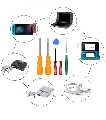 IBERIABAFER Set Destornilladores Reparación Consola 2.00mm 2.5mm 3.8mm 4.5mm NES Cartuchos Juegos Switch N64 Game Cube Wii DS GBA Game Boy SNES Megadrive Master System Genesis 32x TurboGrafx 16