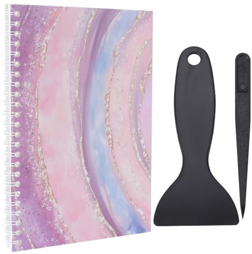 craspire 32-Seitiges Sticker-Sammelalbum, A5-Notizbuch Mit Spiralbindung, Orchidee, Wiederverwendbares Sticker-Aufbewahrungsbuch, Notizblöcke, Etiketten Mit Kunststoffspatel Und Antistatischer