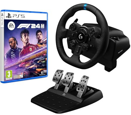 Logitech G G923 Racing Wheel and Pedals, TRUEFORCE up to 1000 Hz Force Feedback, Responsive Driving Design, for PS5, PS4, PC, Mac - Black + EA SPORTS F1 24 Standard Edition PS5 | VideoGame | English