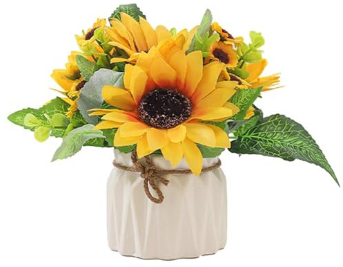 Tournesols artificiels pour la décoration,tournesols artificiels en pot,en pot Décor de tournesol - Arrangement Floral de décoration de bureau, fausses fleurs en Pots, centres de Table, décorations de
