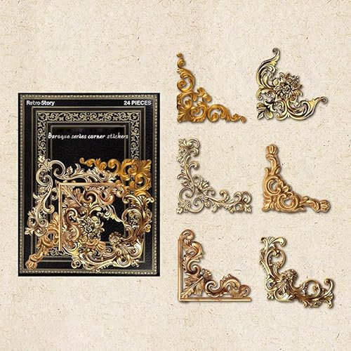 24 Blätter Vintage Edge Corner Dekoration Aufkleber Barock Retro ausgehöhlte Foto rahmen Aufkleber DIY Hand Account Aufkleber