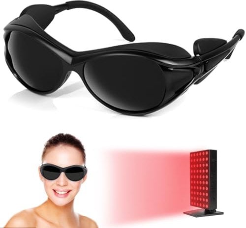 agctrler Red Mitochondria Schutzbrille, IPL 200-2000nm Infrarot Schutzbrille, UV Schutzbrille, Schutzbrille Rotlichtlampe für Rotlichttherapie IPL Haarentfernung Laser Kosmetologie Solarium