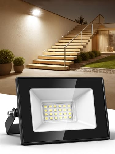 Litglobe Projecteur LED Extérieur 20W,3000K Blanc Chaud Spot LED Extérieur,2000LM Super Lumineux Eclairage Exterieur,IP66 Étanche Éclairage de Sécurité pour Terrasse Jardin Garage Allée