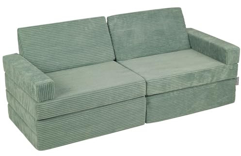 KiddyMoon Kindersofa Aufklappen Aus Schaumstoff Spielsofa Für Kinder Schlafsofa Kindersessel Kinder Couch Kinder Sofa Für Kinderzimmer Kindercouch Faltmatratze Matratzen, Grün