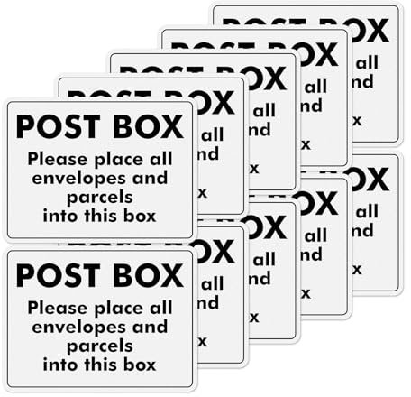 YIKIADA 10 Pack Post Box Sticker 200×150mm Vinyl Removable Weatherproof Self Adhesive Decal for Home Office Outdoor Indoor No More Lost Items