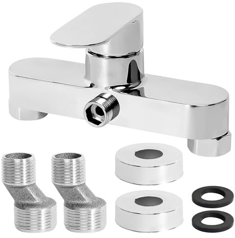Duscharmatur Einhebelmischer Dusche, Silbrig Mischbatterie Dusche Brausearmatur Armatur Dusche mit Keramikventil Kern, Chrom-Wasserhahn Dusche mit G ½ Auslauf für Badezimmer