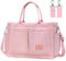 Tokeya Sac a Main Femmes Bandoulière Velours Côtelé, Sac Bandoulière Femme avec Poches Multiples Tendance Sacs Cabas Grand Sac Fourre Tout Femme Tote Bag pour Travail Voyage Shopping Ecole Rose