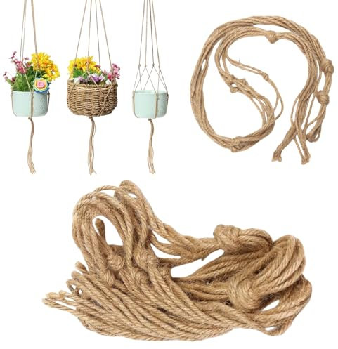 ZDL Appendiabiti per Piante,6 pezzi Vasi Sospesi per Piante,Appendiabiti per Piante Sospese Portafiori in Cotone e Corda, per Giardino Decorazioni per Interni ed Esterni