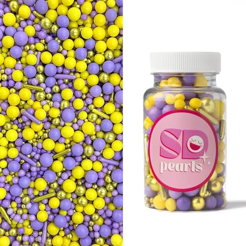 SD Pearls Streuselmix, Bunte Zuckerstreusel & Perlen „Violette Blume“ 100g, Essbare Tortendeko für Kuchen, Muffins & Cupcakes, Zuckerstreusel für Torte, ideal als Backzubehör für Geburtstage