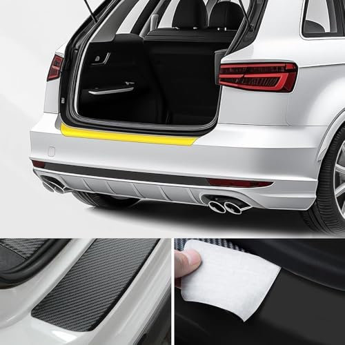 WUDIJING Kohlefaser Heckstoßstangen Schutzstreifen für Audi A3 Sportback (8PA) 2008-2013, Auto Ladekantenschutz Stoßstangenschutz Kofferraum Schutzbrett Schwarz